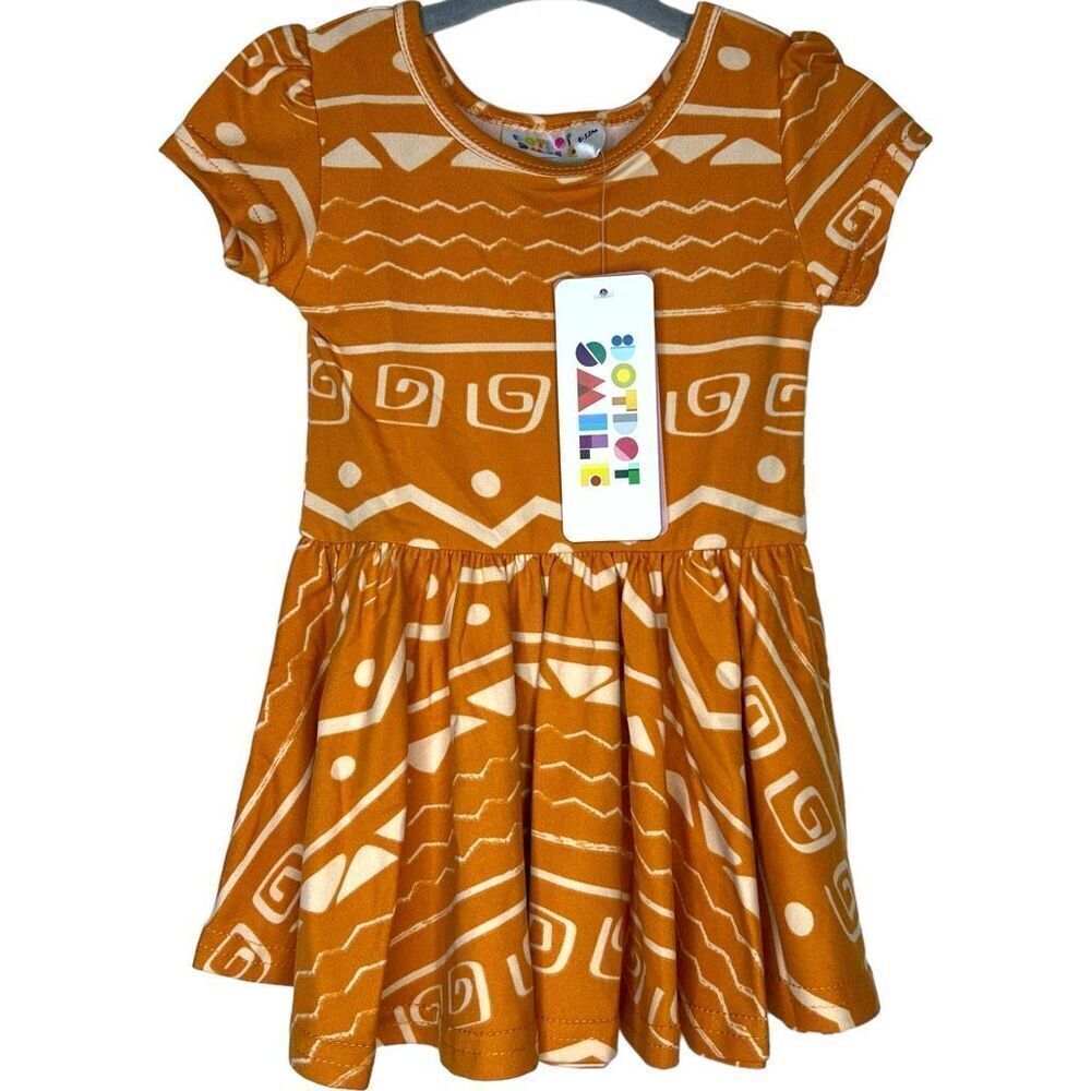 NEW Dot Dot Smile Orange Aztec Cap Sleeve Dress 6-12M